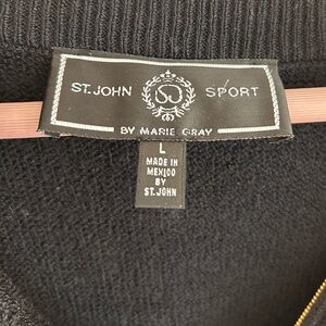St. John Sport Black Knit Zip-Front Sweater